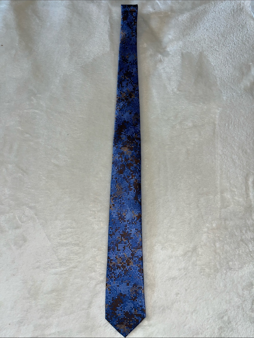 Bruno Piattelli Blue and Brown Pixelated Pattern Tie